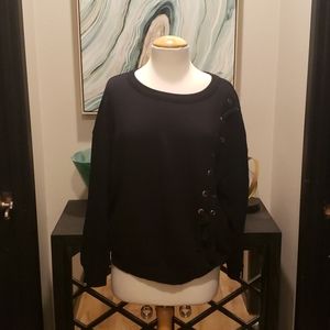 Sweatshirt with Lace Up Detail on Side